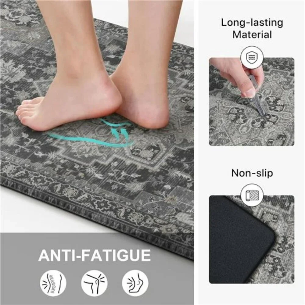 GENIMO Anti Fatigue Kitchen Mats Set of 2 Non Slip Waterproof Cushioned Rugs